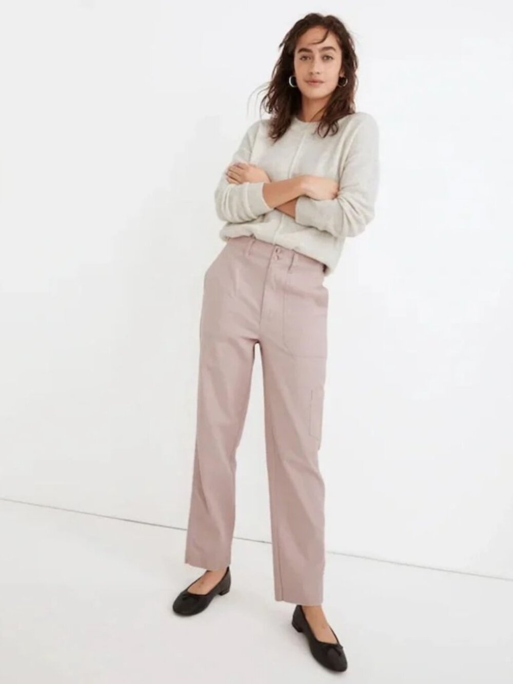 MADEWELL Military Straight Pant Pink Purple Blush Cotton Size 25
